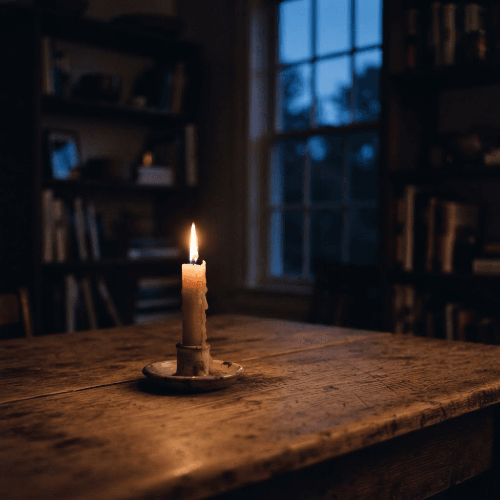 A single candle glowing softly, symbolizing peaceful transition